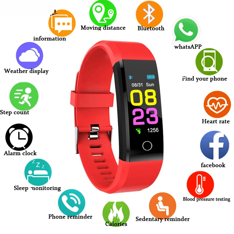 

ID115 PLUS Ecran Couleur Moniteur De Fréquence Cardiaque Dispositif Portable Montre De Sport Intelligente Pour Android