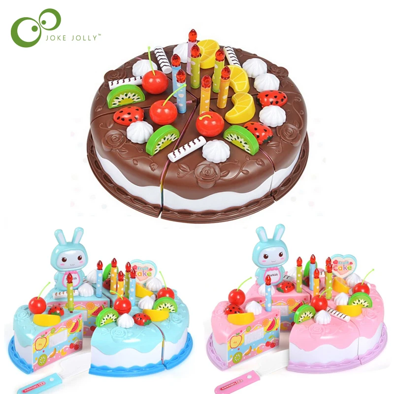 37 шт. Protend Play Fruit Cuting игрушка на день рождения DIY кухонные игрушки торт еда мальчики девочки подарок для детей Развивающие детские ZXH