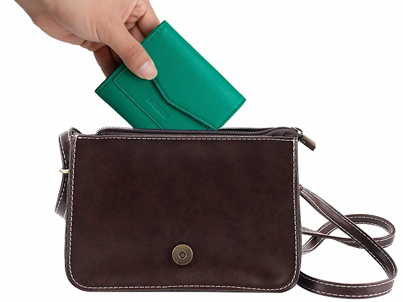 Маленький кожаный кошелек для женщин женский с RFID защитой и отделением кредитных
