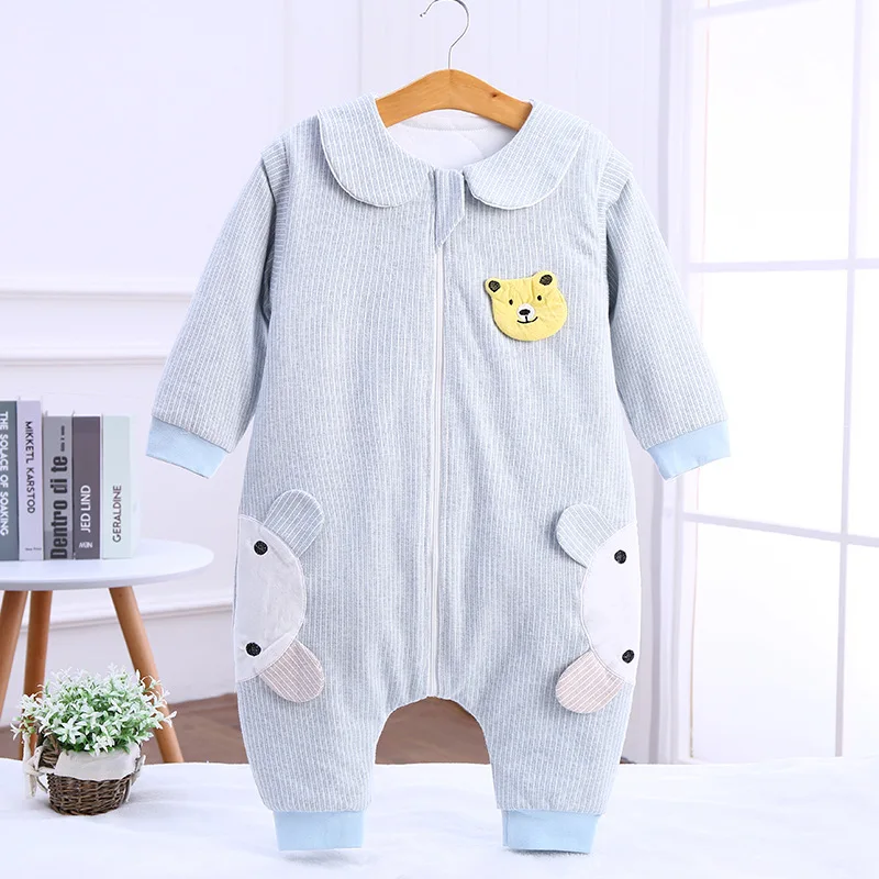 Cotton Baby Sleeping Bag Swaddle Wrap Winter Jumpsuits Children Pajamas Thick Warm Removeable Sleeve Kids Sleeping Sack
