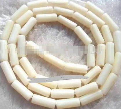 +++819 3x8mm White Coral Tubular Loose Beads 15&quot 3pc |