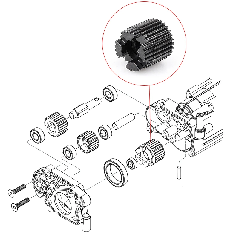 Металлическая усиленная сталь 28T зубья коробки передач для 1/10 RC Гусеничный