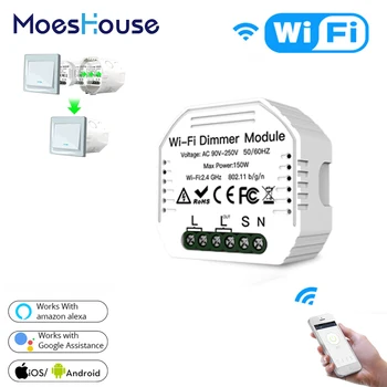 

DIY Smart WiFi Light LED Dimmer Switch Smart Life/Tuya APP Remote Control 1/2 Way Switch,Works with Alexa Echo Google Home