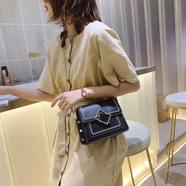 Chain Pu Leather Crossbody Bags For Women Small Shoulder Messenger Bag Special Lock Design Female Travel Handbags GQ092