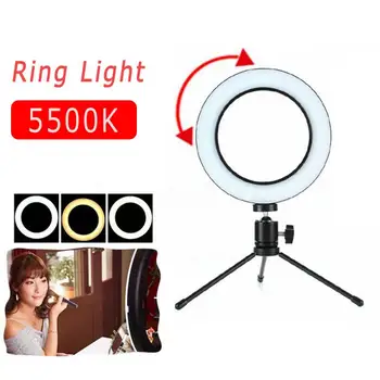 

Photography LED Selfie Ring Light 16/20CM Dimmable Camera Phone Ring Lamp 6inch With Table Tripods For Makeup Video Live Studio