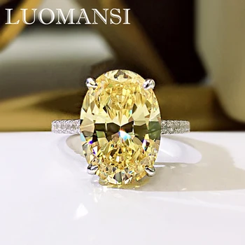 9*13MM Egg-shaped Yellow High Carbon Diamond Ring Woman S925 Silver Fine Jewelry Wedding Party Birthday Gift 1
