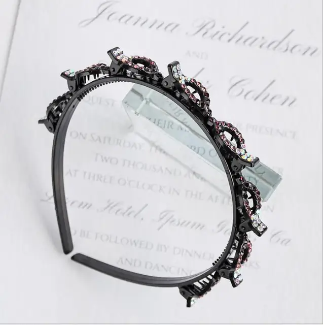 Double Bangs Hairstyle Hairpin Hairband Hair Decoration Clips Hoop Headbands for Women Barrettes Hairstyle Hair Accessories Black purple crystal