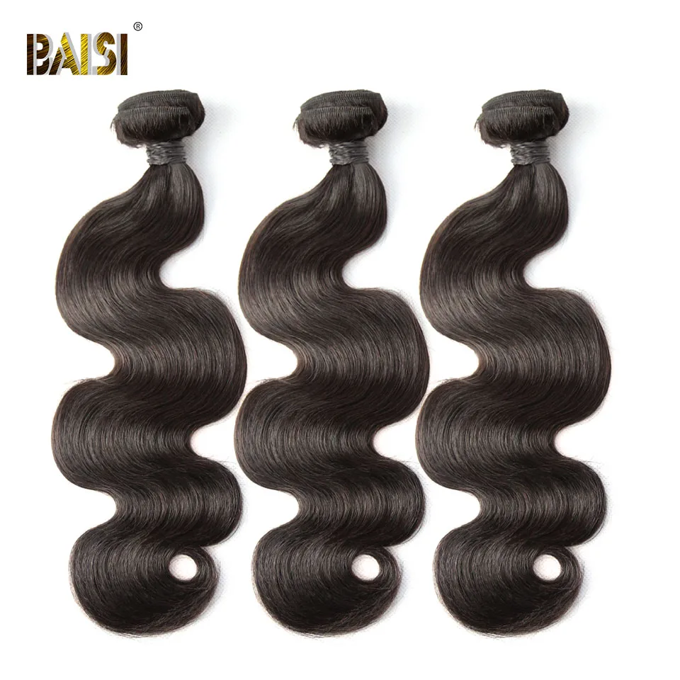 BAISI Hair extensiones de cabello humano ondulado peruano, mechones de