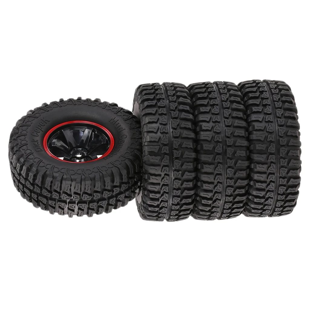 Pack of 4 1.9 Inch 1/10 Scale 103mm Tires with Wheel Rim for 1/10 TRX4 D90 SCX10 CC01 RC Rock Crawler 