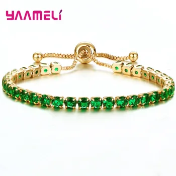 

Original 925 Sterling Silver Jewelry for Women Girls Birthday Gifts Adjustable Tennis Bracelets Wedding Engagement Decoration