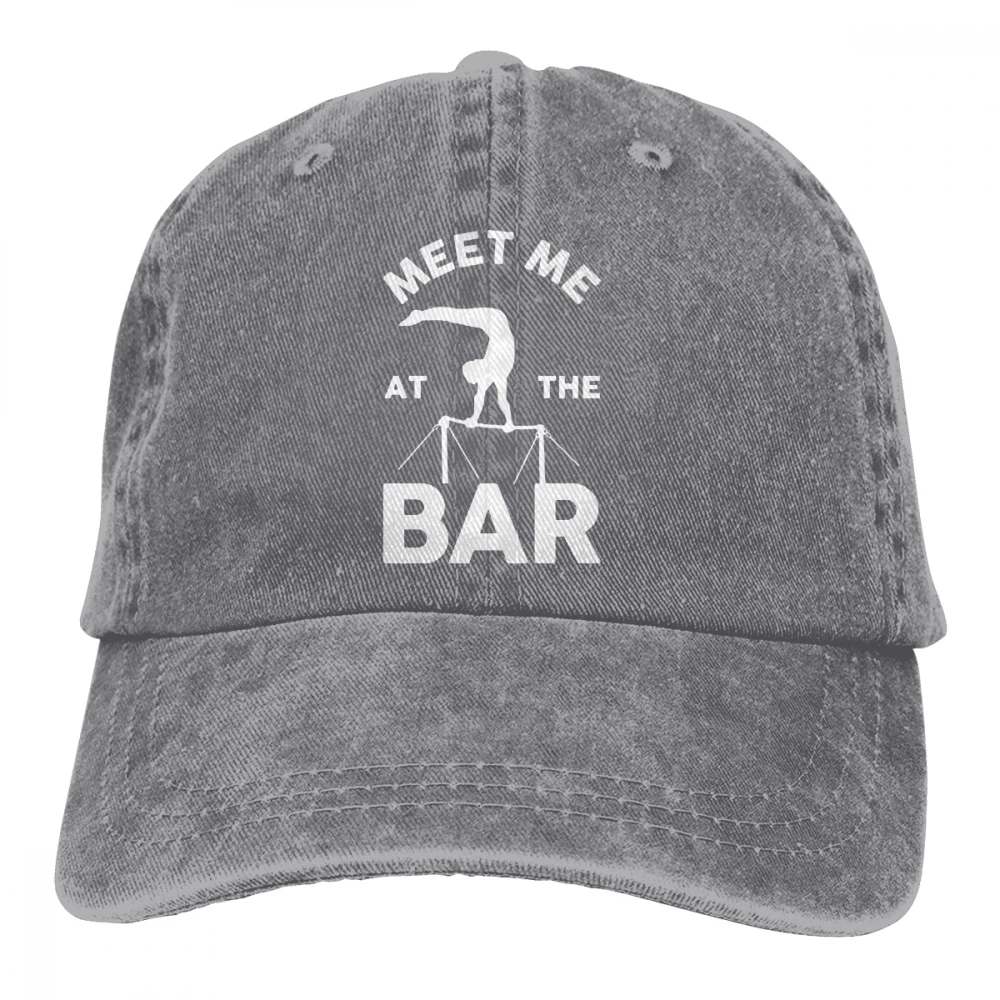 Meet Me At The Bar Casquette Black Unisex Mens Womens Denim Strapback Baseball Cap Adjustable Golf Dad hat