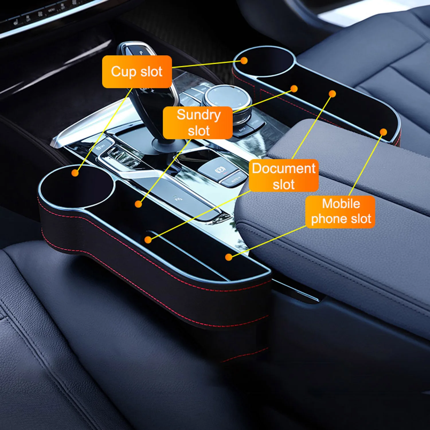 

Pair Left and Right Car Seat Crevice Gaps Storage Box Leather Car Organizer Seat Universal Driver Side Carriage Bag Pocket