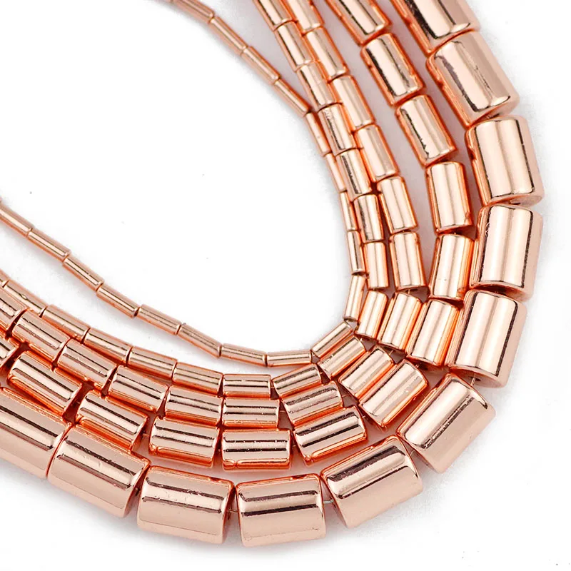 Rose Gold farbe Zylinder Natürlichen Stein Hämatit Spacer 1/2/4/6MM Runde Lose Perlen Für schmuck Machen DIY Armband Erkenntnisse – Detail 10