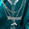 Flatfoosie Punk Hip Hop Silver Color Pistol Pendant Necklace Women Multilayer Babygirl Letter Clavicle Chain Necklace Jewelry ► Photo 2/6