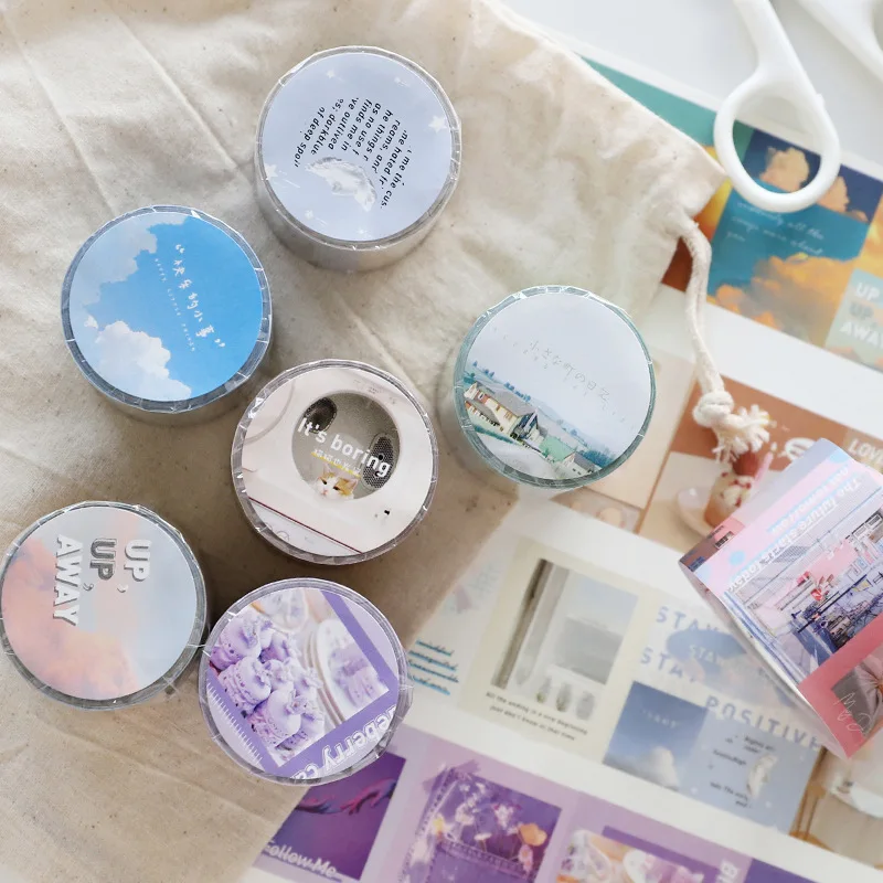 

7 designs Adhesive tape Twilight cloud spring tree series ins fresh literature simple Scrapbooking material decoration paste