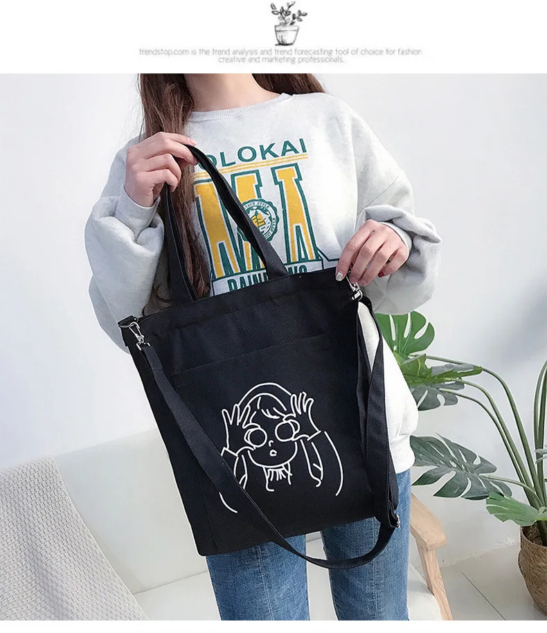 

Canvas Bag WOMEN'S Single-shoulder Bag Shoulder Bag New Style Simple Korean-style Embroidered Fashion Versatile Mori Girl Line S