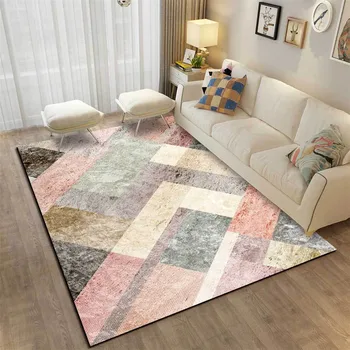 

Nordic Pink Gray Marble Pattern Living Room Rug Home Carpet without Lint Anti-slip Floor Mat Bedroom Bathroom Rug