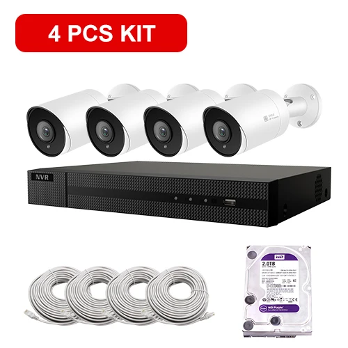 4PCS Bullet 4K KIT 8CH 4K POE NVR комплект камеры наблюдения 8MP CCTV Bullet POE ip-камера Открытый P2P комплект видеонаблюдения 2 ТБ HDD - Цвет: 4PCS Bullet 4K KIT