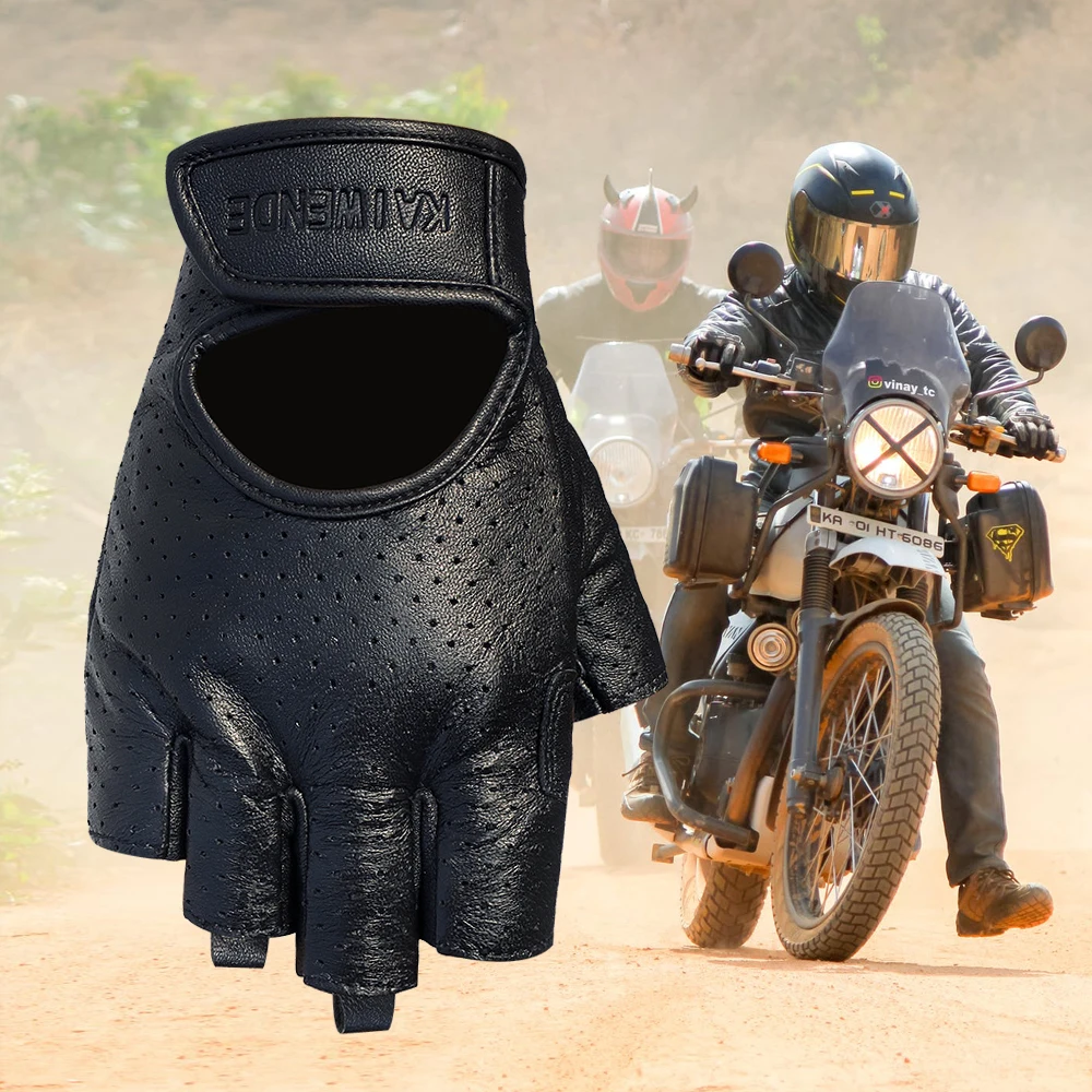 Motorcycle Gloves Half Finger Genuine Leather Fingerless Summer Men Mitt Glove Scooter Moto Mitten Electric Bike Racing Cycling motorcycle gloves sports gloves leather motorcycle gloves cycling gloves