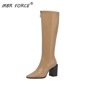 

MBR FORCE autumn and winter new fashion casual all-match front zipper design patent leather non-slip and waterproof high boots