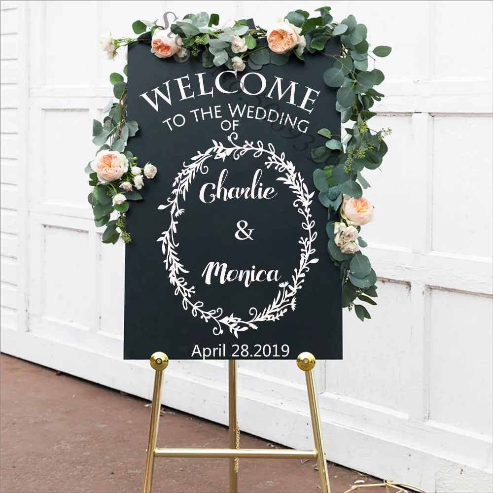 

Design Welcome To The Wedding Sticker Decal DIY Custom Wedding Decor Chalkboard Sign Mural Wood Mirror Board wall sticker LW695