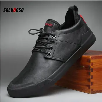 

High quality Leather Fashion All black Sneakers Men Zapatos Hombre Men Casual Flats Shoes A52-41