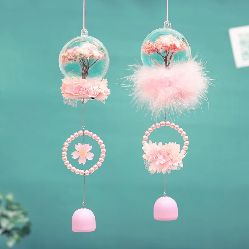 Cute Room Decorative Pendant Cherry Blossom Light Included Wind Chime Home Hanging Decoration Car Hydrangea Interior Trim Bell P