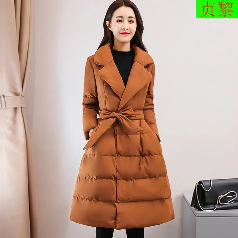 

Cotton Coat Women's Mid-length 2018 Winter New Style Korean-style Waist Hugging Hem Cotton-padded Jacket down Feather Cotton-pad