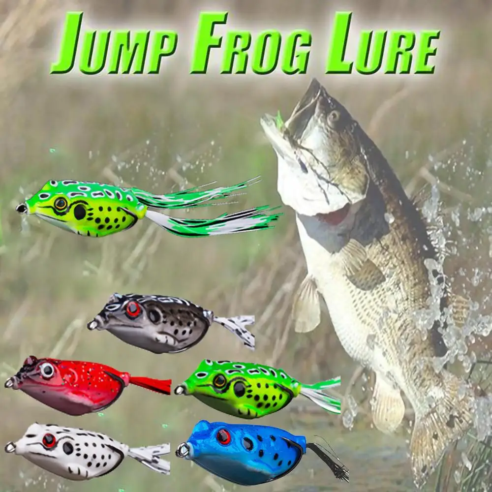 

Fishing Lure Topwater 60mm 15g Double Strong Hook Jumping Action 3D Eyes Colorful Lifelike Simulation Frog Snake Head Lure