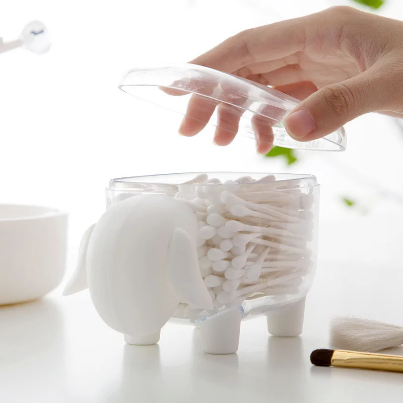 

Plastic Table Top Cotton Swab Toothpick Storage Box Creative Sheep Shaped Dust-proof Cosmetic Cotton Home Table Decor Organizer