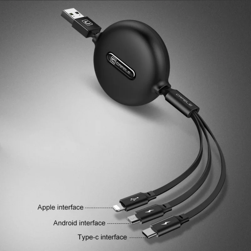Кабель для передачи данных многофункциональный 3 в 1 USB быстрая зарядка выдвижной шнур питания для мобильного телефона Apple Android