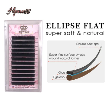 

HPNESS 3D Black Matte Matte Flat Ellipse Split Tip Lashes Extension Makeup Soft Individual Ellipse Flat Eyelashes Extensions