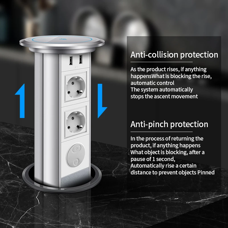 1 Automatic MOTORISED popup Kitchen WorktopsPower Socket with Wireless Charging 1 Automatic MOTORISED popup Kitchen WorktopsPower Socket with Wireless Charging
