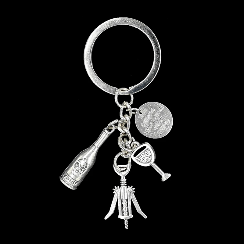 

1PCS New Popular Fun Handmade Personality Wine Opener / Red Wine / Wine Glass Metal Keychain Teacher Student Gift