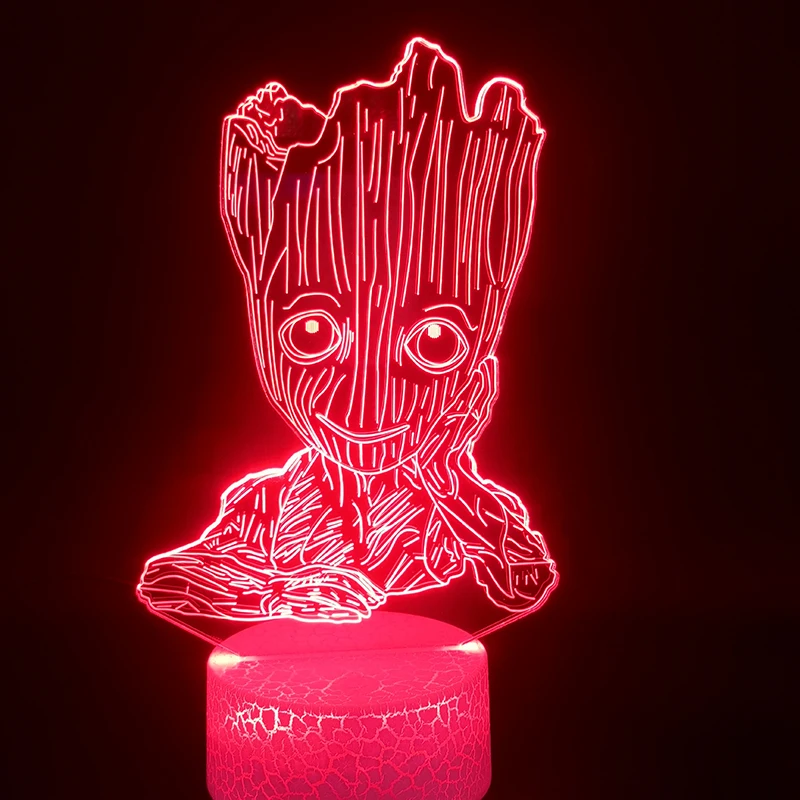 3D Lamp Guardians of The Galaxy Groot Best Present for Children for Indoor Bright Base Atmosphere Usb Led Night Light Lamp