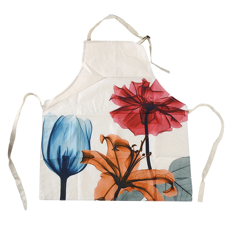 Adult Print Pattern Apron Bibs Home Cooking Baking Shop Cleaning Apron Kitchen Accessory