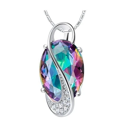 Bague Ringen роскошное квадратное разноцветное ожерелье с подвеской из драгоценных камней Настоящее 925 пробы Серебряное свадебное Брендовое ожерелье для женщин - Цвет камня: 4