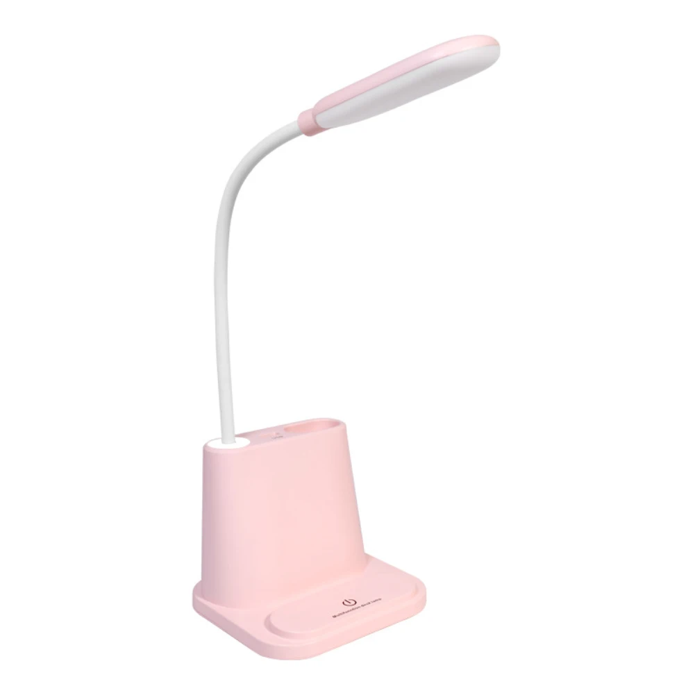 Многофункциональный перезаряжаемый светодиодный настольная Сенсорная лампа Настольные лампы USB гибкое кольцо для чтения свет для детей держатель телефона Прямая поставка - Цвет корпуса: Розовый