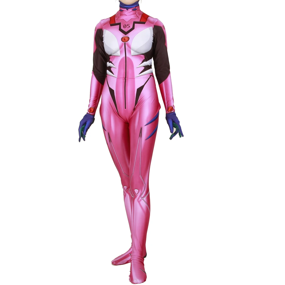 Для Женщин Девочек аниме 3D NEON GENESIS EVANGELION EVA Mari Makinami костюм зентай для косплея боди костюм комбинезоны