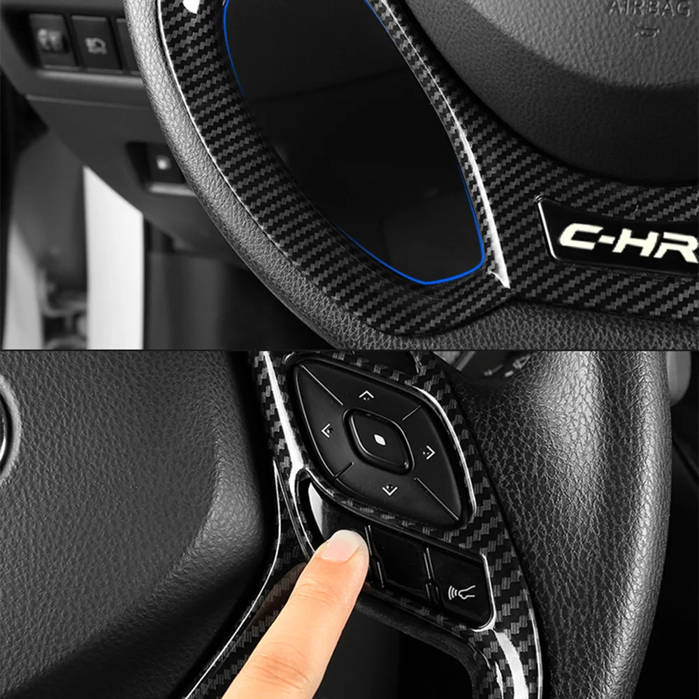 Для Toyota C-HR CHR Автомобильный руль графит для колес волоконная текстура рамка украшение крышка отделка автомобиля Стайлинг наклейки