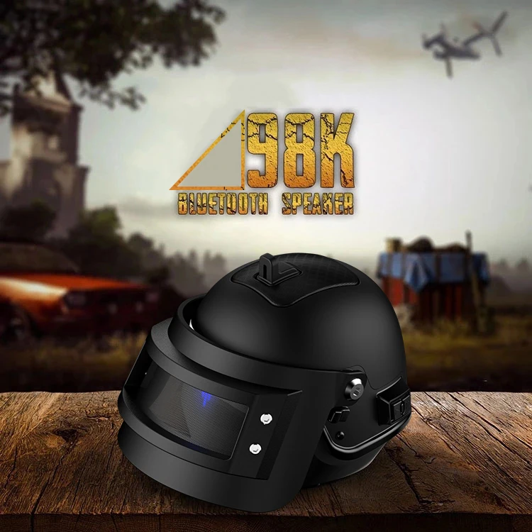 Portable Bluetooth Speaker Metal Helmet Subwoofer Creative Bass Speaker for Home Decor Boys and Girls