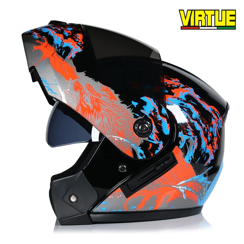 casco capacetes двойной объектив шлем мотоциклетный шлем полный шлем шлемы горные гоночные шлемы - Цвет: f1