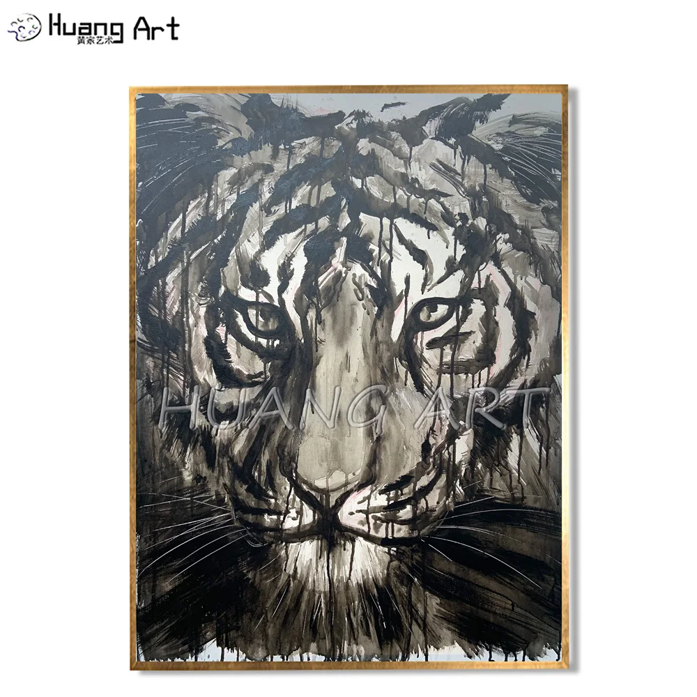 Новое поступление оригинальное изображение тигра картина маслом для декора