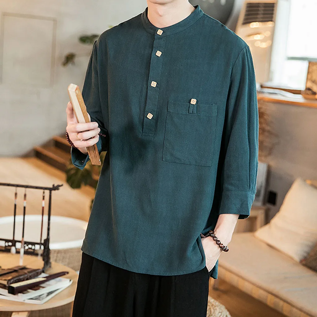 Camisa Для мужчин рубашка хлопковый Детский свитер из Демисезонный свободные 9-рубашка с длинным рукавом Топ Мода Повседневное, на каждый день, однотонный Цвет Простая рубашка для мужчин; Новинка; замшевая