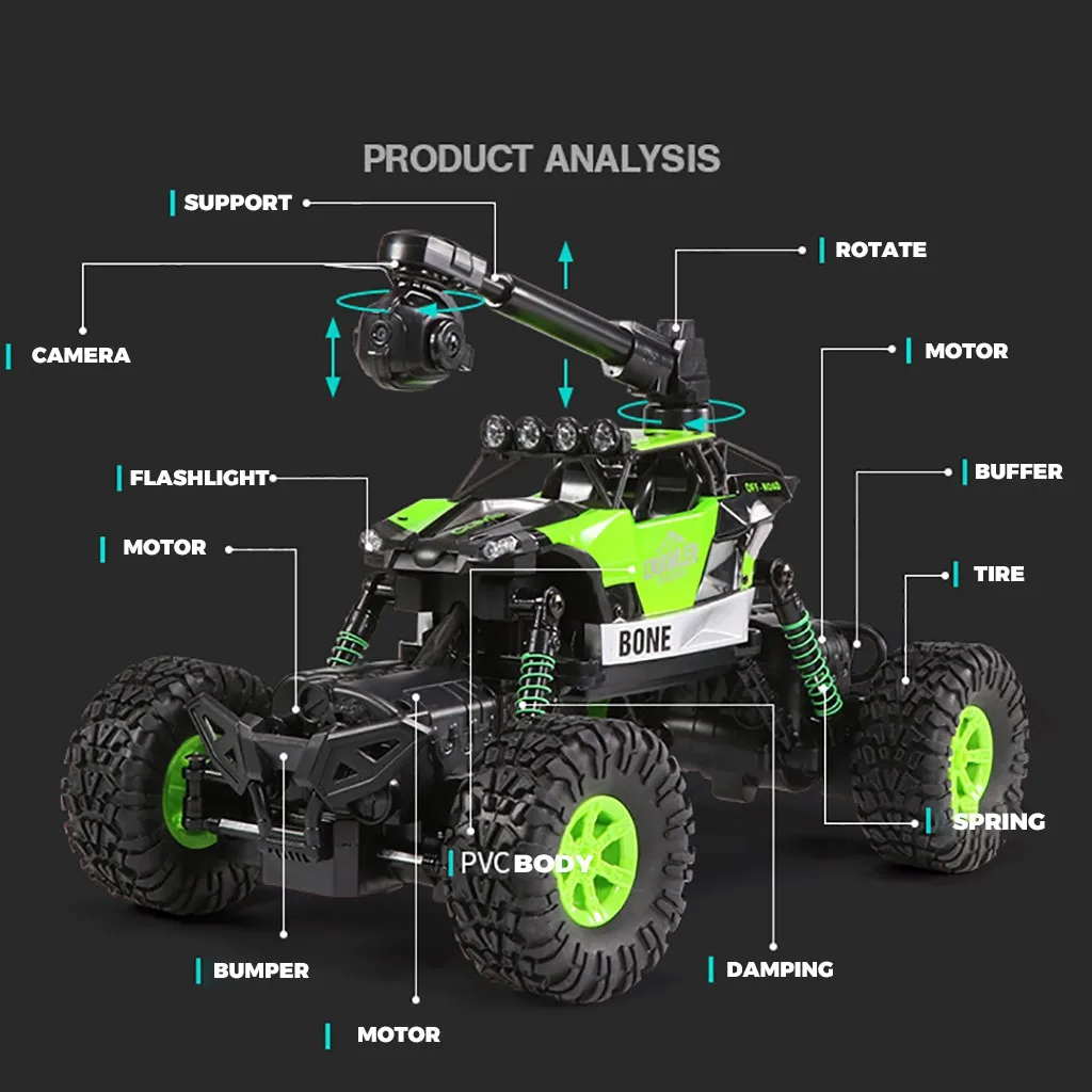Новые модные радиоуправляемые машинки 1:16 2,4G 4WD wifi HD камера с двойным рулевым управлением Водонепроницаемые внедорожные игрушки с дистанционным управлением Прямая поставка