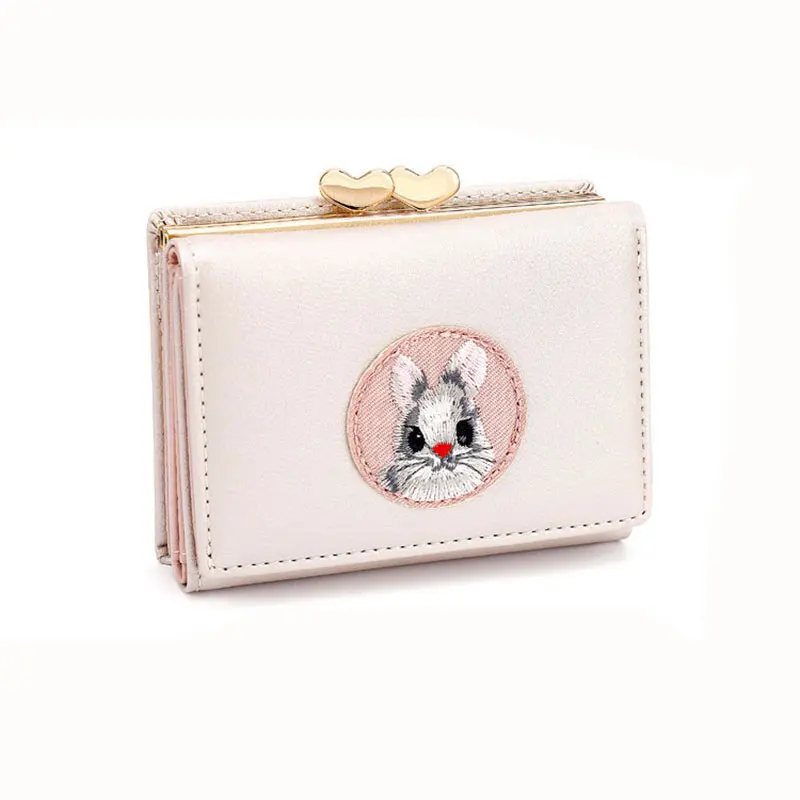 

Arsmundi New Creative Ladies Coin Purse Cute Animal Prints Cloth Stickers Wallet Simple Multi-card Short Women Hasp Wallet