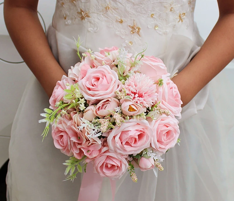 Фиолетовый пион Свадебные букеты Свадебные цветы Искусственный Свадебный букет De Mariage Роза