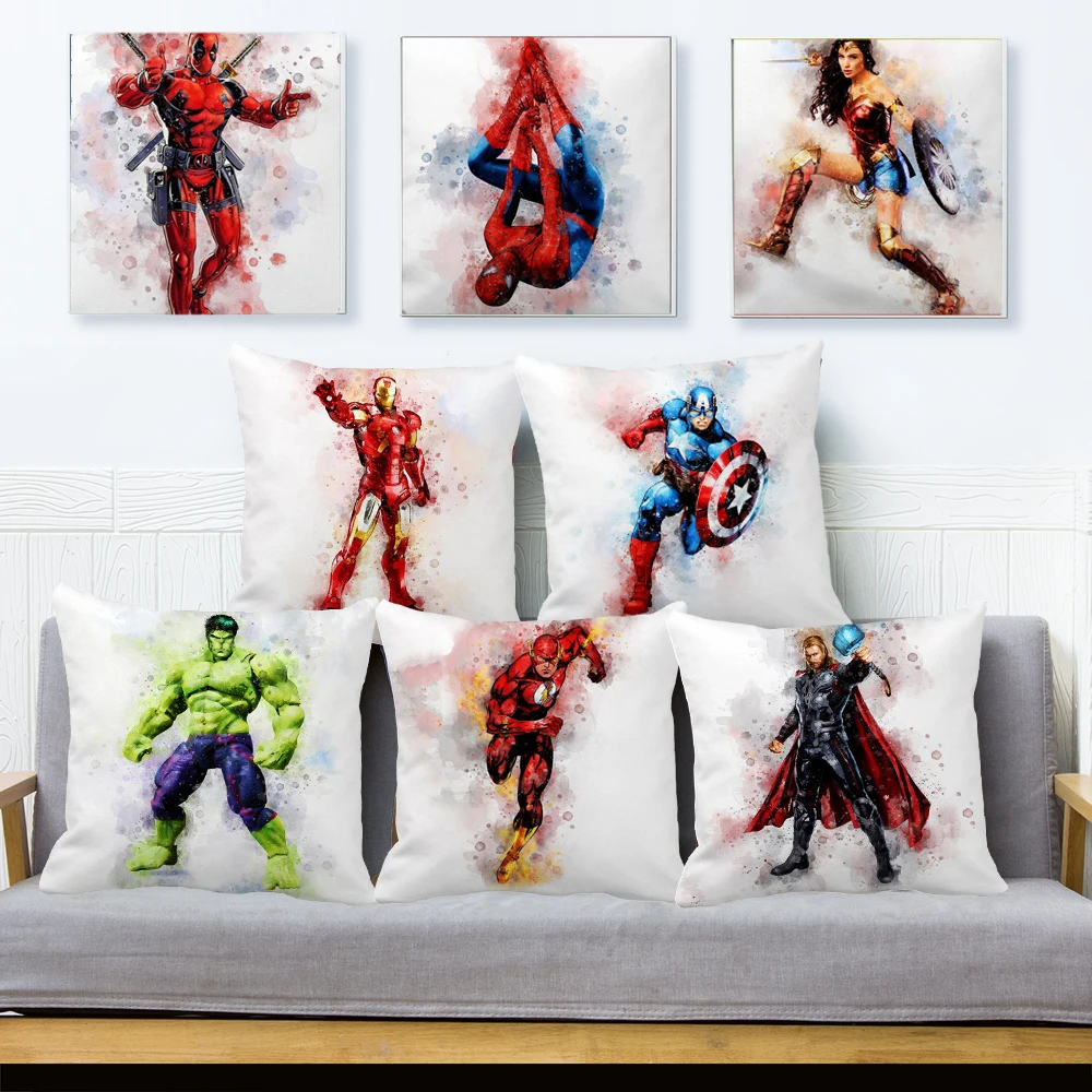 

45x45 Cm Home Decoration Pillowcase Batman Captain Cushion Cover America Superhero Sofa Pillowcase Sofa Car Cushion Child Gift