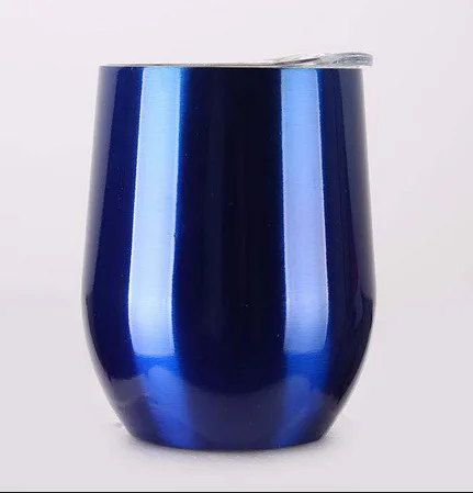 G-transparent blue Лидер продаж! 12 унций Яйцо Shapped кружка вина из нержавеющей стали стакан изолированный термос путешествия кофе пиво - Цвет: G-transparent blue