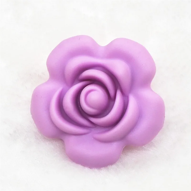 Lilac Chenkai 5 шт. силикон с цветком розой, бусинами DIY Детский Прорезыватель Соска для купания манекен Жевательная подвеска Ювелирная игрушка шарик - Цвет: Lilac